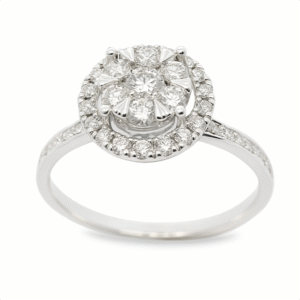 Floral-Inspired De Beers Forevermark Diamond Cluster Ring in 18K White Gold