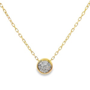 De Beers Forevermark Diamond Bezel Set Halo Necklace in 18K Gold