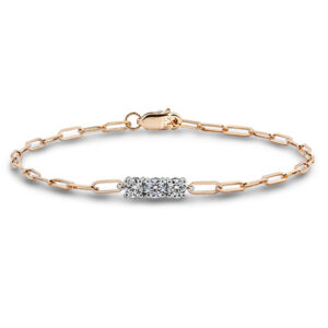 Canadian Diamond Paperclip Chain Bracelet In Yellow and White Gold