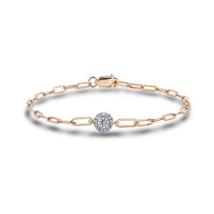 Canadian Diamond Halo Paperclip Bracelet in White & Yellow Gold