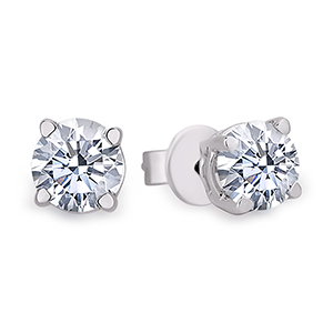 Canadian Diamond Stud Solitaire Earrings in 14K White Gold | 0.74 Carat TW