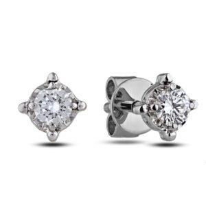 Dainty Diamond Stud Earrings in White Gold