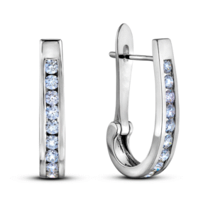 Canadian Diamond Channel Set Hoop Earrings in White Gold | 0.75 Carat TW