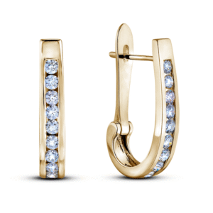 Canadian Diamond Channel Set Hoop Earrings in Yellow Gold | 0.50 Carat TW