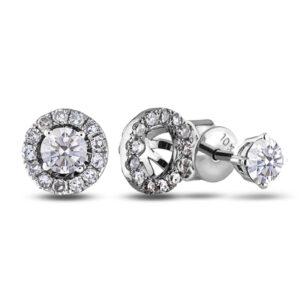 Canadian Diamond Studs With Detachable Halo Jackets in White Gold