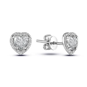 Black Label De Beers Forevermark Ideal Cut Diamond Heart Stud Earrings in Platinum