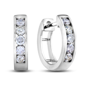 Canadian Diamond Channel Set Hoop Earrings in White Gold | 0.33 Carat TW