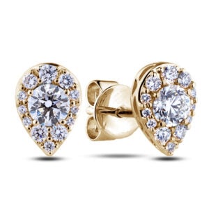 De Beers Forevermark Diamond Pear-Shaped Halo Stud Earrings in 18K Yellow Gold