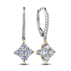 Canadian Diamond Drop Earrings in White and Yellow Gold