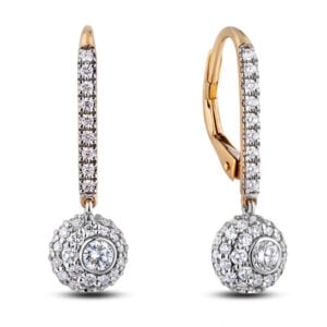 De Beers Forevermark Diamond Halo Bezel Set Dangle Earrings in 18K Gold