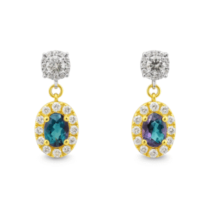 Alexandrite and De Beers Forevermark Diamonds Halo Drop Earrings in 18K Gold
