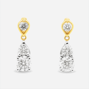 Canadian Diamond Drop Earrings in Yellow and White Gold