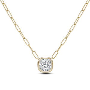 De Beers Forevermark Black Label Diamond Bezel Set Paperclip Necklace in 18K Yellow Gold