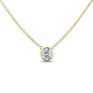 Solitaire Bezel Set Canadian Diamond Necklace in Yellow Gold | 0.25 Carat