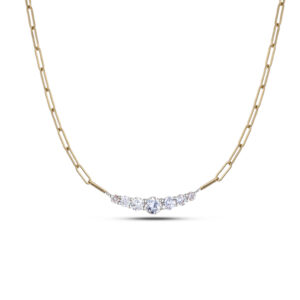 Canadian Diamond Curve Paperclip Chain Necklace in Yellow Gold