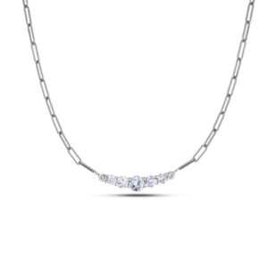 Canadian Diamond Curve Paperclip Chain Necklace in White Gold