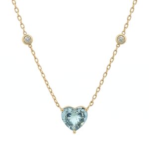 Aquamarine and Canadian Diamond Necklace In Yellow Gold