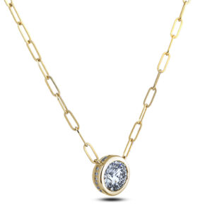 De Beers Forevermark Diamond Solitaire Bezel Set Necklace in 18K Yellow Gold 1.00 Carat
