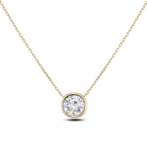 De Beers Forevermark Diamond Solitaire Bezel Set Necklace in 18K Yellow Gold 1.00 Carat