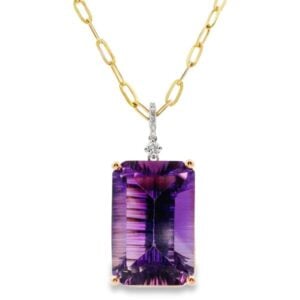 Canadian Diamond and Brazilian Amethyst Pendant in White and Yellow Gold