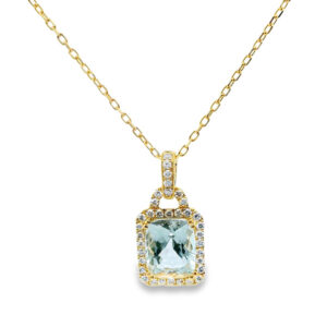 Brazilian Aquamarine and Canadian Diamond Pendant in Yellow Gold