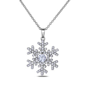 Canadian Diamond Snowflake Pendant in White Gold