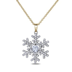Canadian Diamond Snowflake Pendant in Yellow Gold