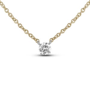 Canadian Diamond Solitaire Necklace in White and Yellow Gold | 0.18 Carat