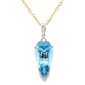 Aquamarine and De Beers Forevermark Diamond Pendant in 14K Gold