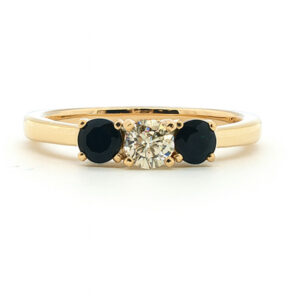 Yellow Gold Canadian Diamond & Sapphire Accent Ring
