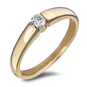 Diamond Tension Set Solitaire Ring in Yellow Gold