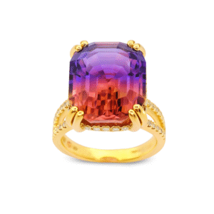 Ametrine and Canadian Diamond Cocktail Ring in Yellow Gold