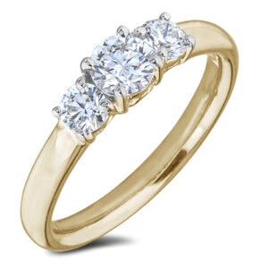 Canadian Diamond Trilogy Engagement Ring in 14K Yellow Gold | 0.79 Carat TW