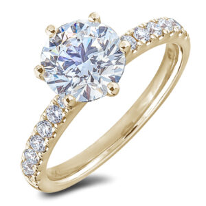3.01 GIA Certified Diamond Engagement Ring with Diamond Accents in 18K Yellow Gold
