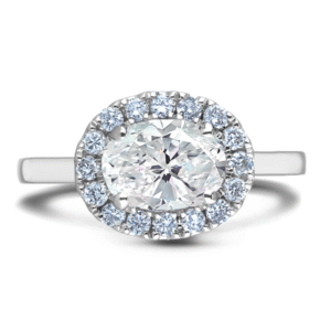 GIA Diamond Oval Halo Ring in 18K White Gold