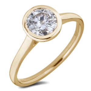 Canadian Diamond Bezel Set Solitaire Engagement Ring in Yellow Gold - 0.32 Carat (I1 Clarity, I Color)