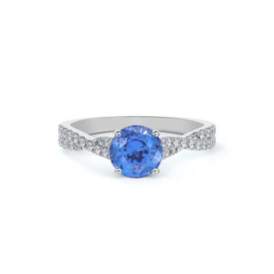 Sapphire and Diamond Twist Band Ring in Platinum
