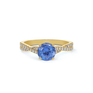 Sapphire and Diamond Twist Band Ring in 18K Yellow Gold