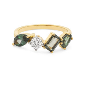 De Beers Forevermark Diamond and Alexandrite Mosaic Style Ring in 18K Yellow Gold