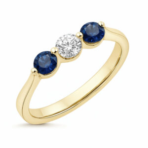 Canadian Diamond and Sapphire Trilogy Ring in Yellow Gold