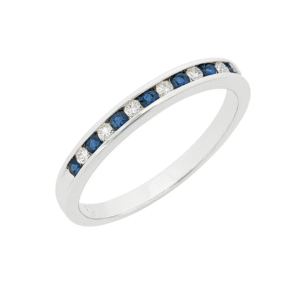 Canadian Diamond and Sapphire Channel Set Ring in White Gold