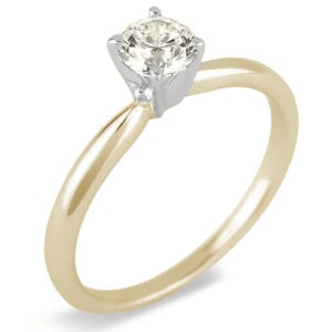 Canadian Diamond Solitaire Engagement Ring In Yellow and White Gold