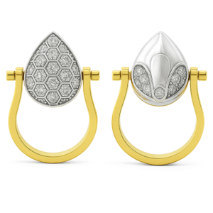 Reversible Honeycomb Diamond Ring In 18K White and Yellow Gold