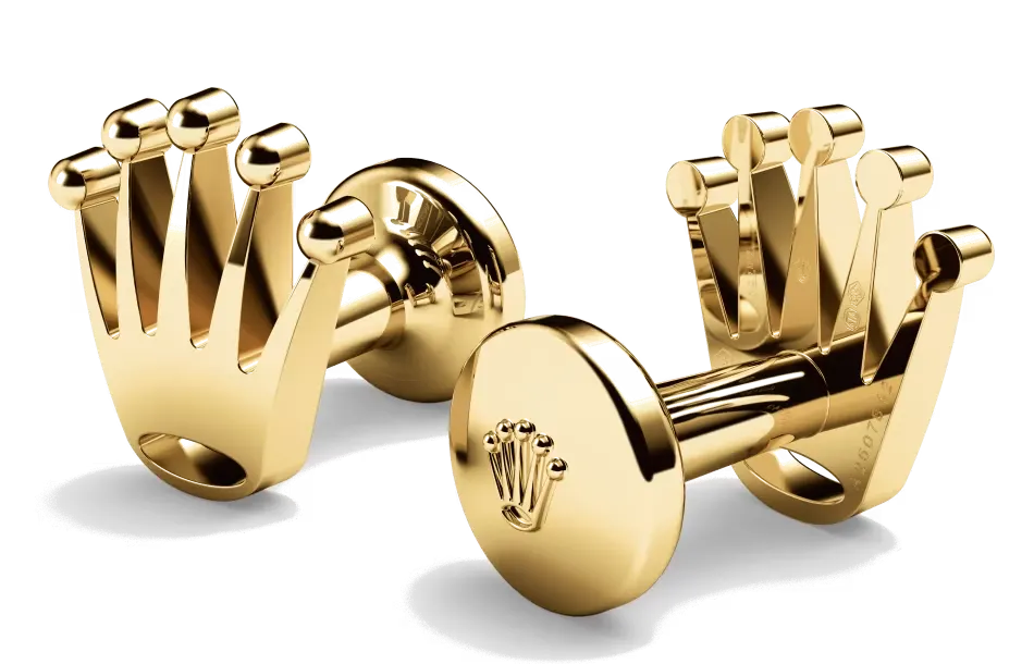 Rolex cufflinks made of 18 ct yellow gold and shaped in the form of the signature Rolex crown.