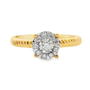 Vintage Style De Beers Forevermark Diamond Cluster Engagement Ring in 18K Gold