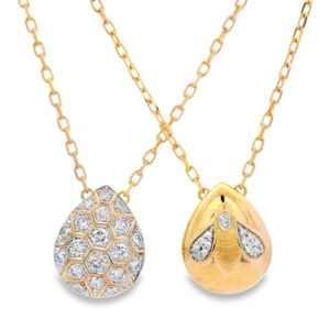 Honeycomb Diamond Pendant In 18K Yellow Gold