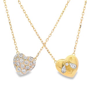 Heart Shaped Honeycomb Diamond Pendant In 18K Yellow Gold