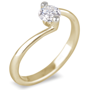 Swirl Solitaire Canadian Diamond Engagement Ring in Yellow and White Gold