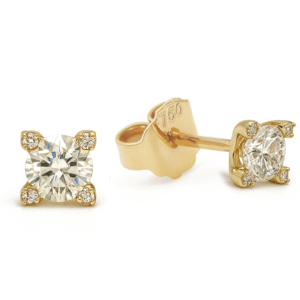 De Beers Forevermark Diamond Solitaire Stud Earrings with Diamond-Accented Prong in 18K Yellow Gold | 0.42 Carat TW