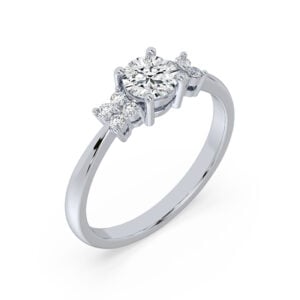 De Beers Forevermark Diamond Engagement Ring with Floral Side Accents in 18K Gold
